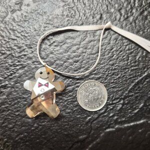 Swarovski Gingerbread Man Ornament Charm – Champagne Crystal Swan Stamp Disconti
